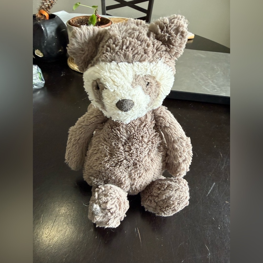 Jellycat Bashful Raccoon Plush Stuffed Animal Gray London Toy Retired Rare